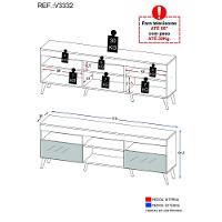 Rack Tv 65" Retrô Com Espelho 2 Portas Paris Multimóveis V3332 Preto Preto - 5