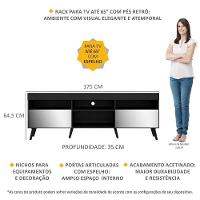 Rack Tv 65" Retrô Com Espelho 2 Portas Paris Multimóveis V3332 Preto Preto - 6