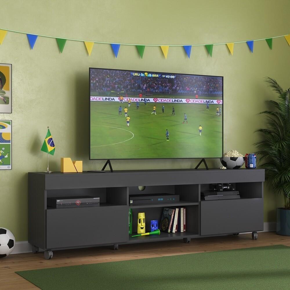 Rack Tv 65" Com Rodízios e 2 Portas Espanha Mp3325 Preto - 1