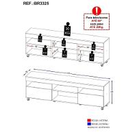 Rack Tv 65" Com Rodízios e 2 Portas Espanha Mp3325 Preto