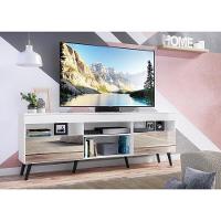 Rack Tv 65" Retrô Com Espelho 2 Portas Paris Multimóveis V3332 Branco/Preto Branco/Preto - 2