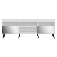 Rack Tv 65" Retrô Com Espelho 2 Portas Paris Multimóveis V3332 Branco/Preto Branco/Preto - 3
