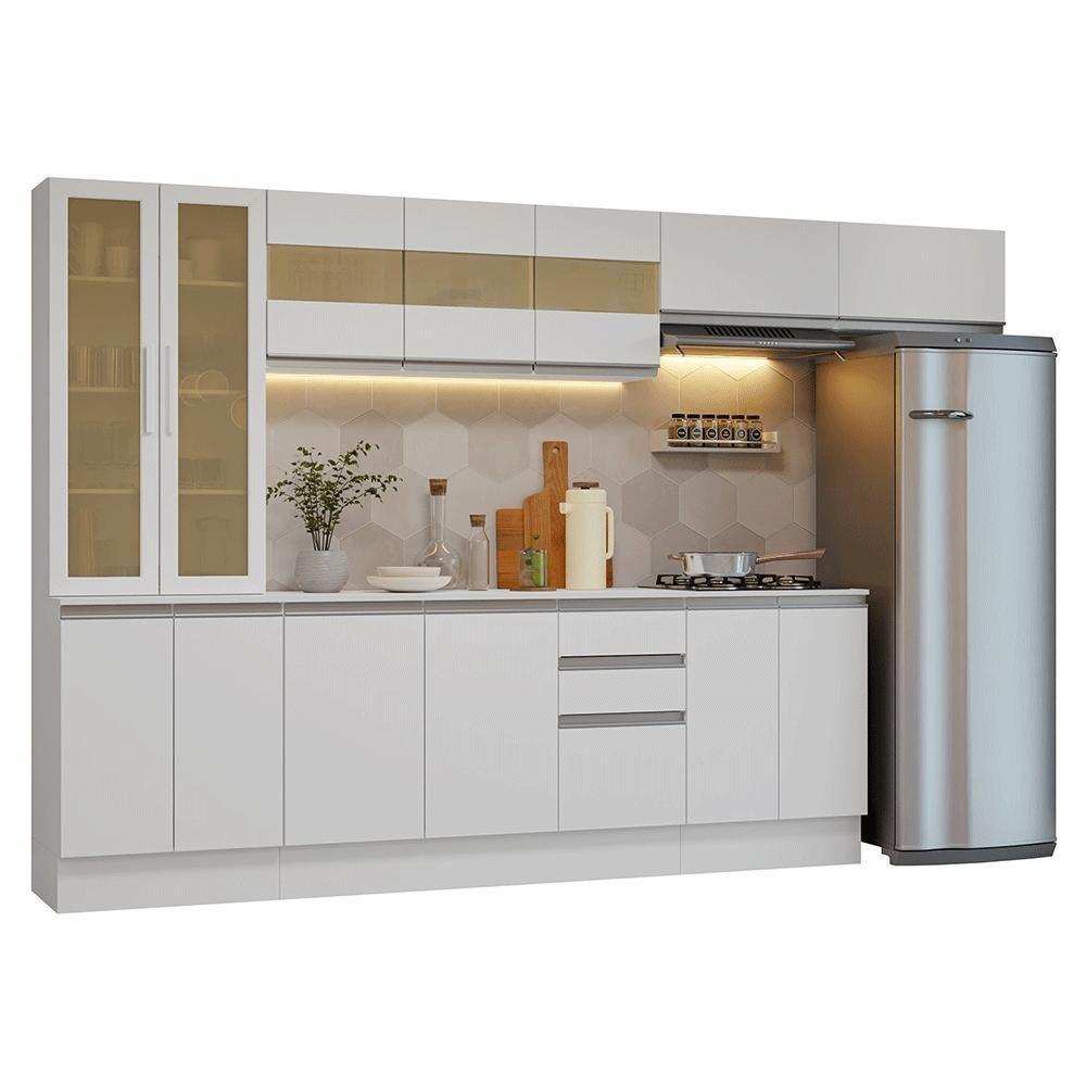 Armário De Cozinha Completa 100% Mdf 300 Cm Smart Madesa 04 Branco - 2