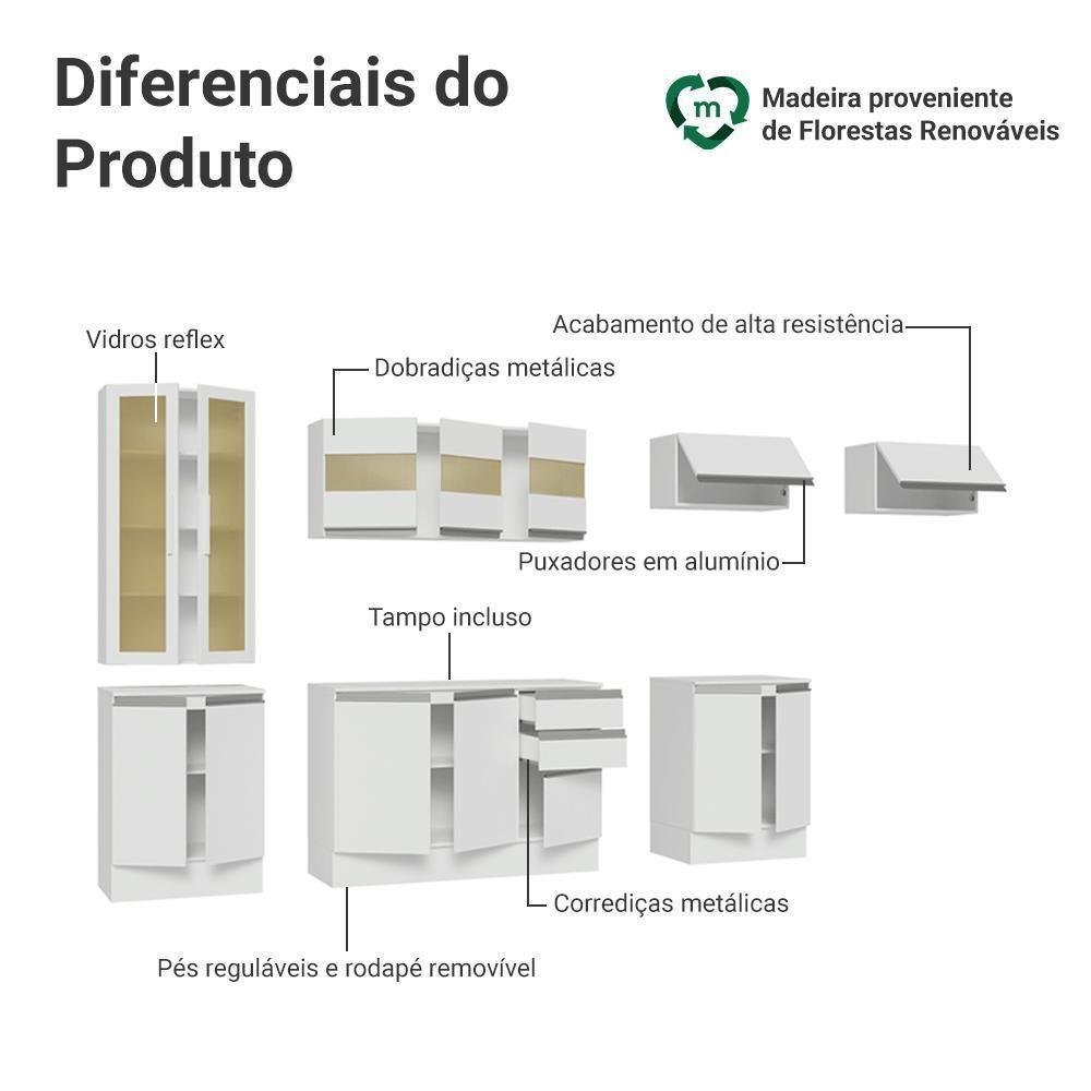 Armário De Cozinha Completa 100% Mdf 300 Cm Smart Madesa 04 Branco - 4