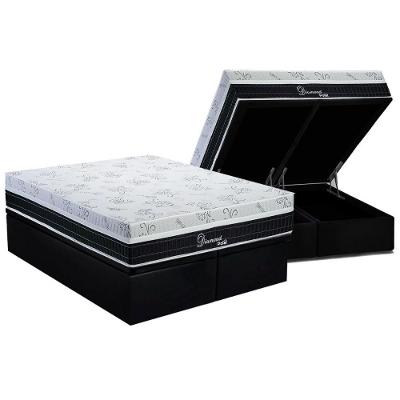 Cama Box Baú Queen: Colchão Molas Masterpocket Ensacadas Polar Diamond + Base Crc Suede Black (158x198)