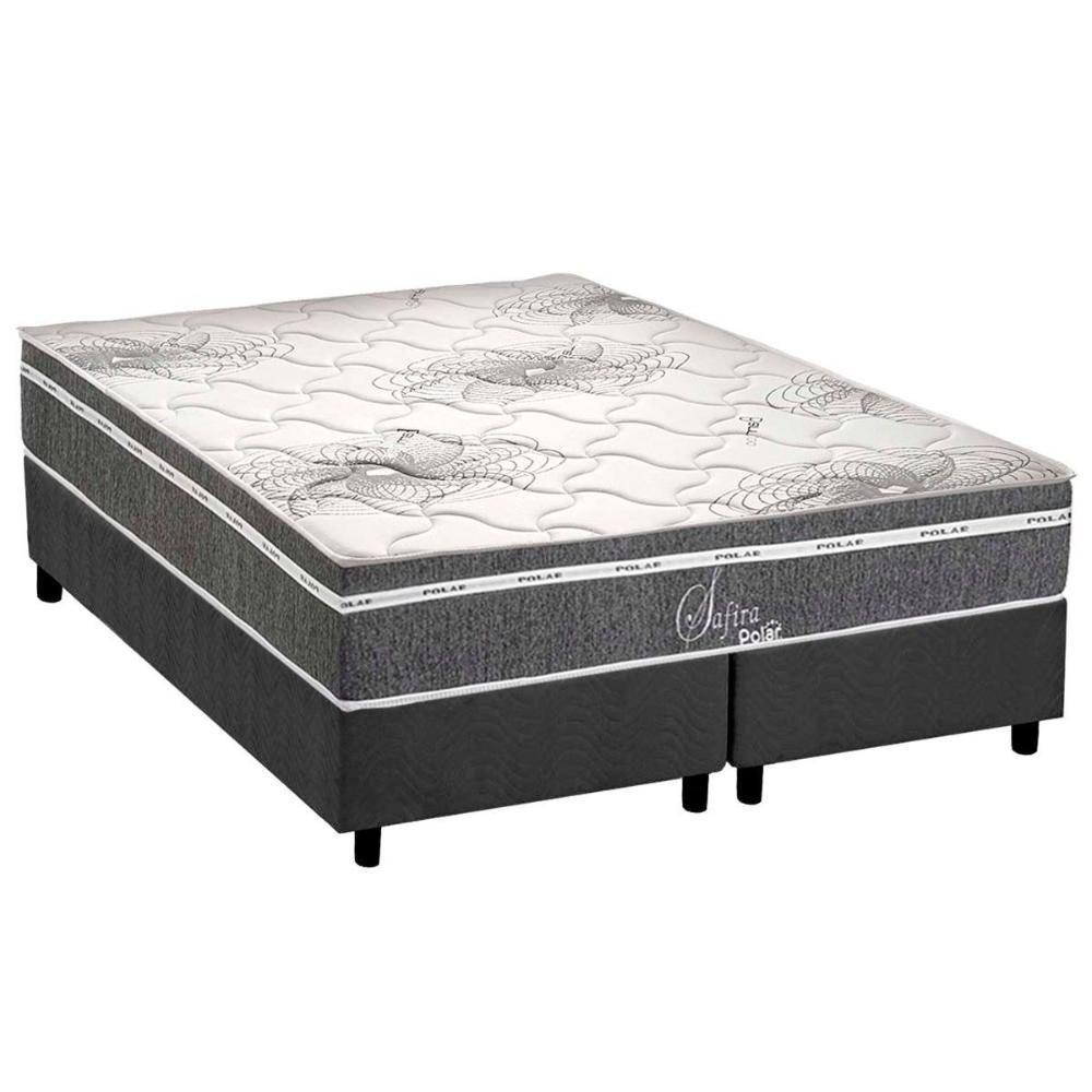 Cama Box Queen: Colchão Molas Masterpocket Ensacadas Polar Safira + Base Crc Suede Gray (158x198) - 1