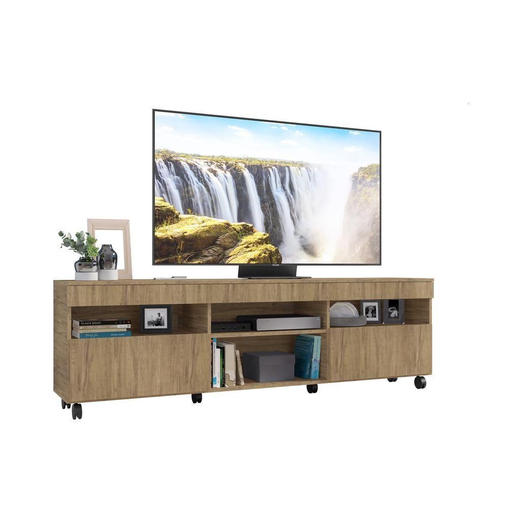 Rack Tv 65" Com Rodízios E 2 Portas Paris Multimóveis V3325 Rustic Rustic - 1