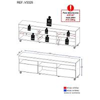 Rack Tv 65" Com Rodízios E 2 Portas Paris Multimóveis V3325 Rustic Rustic - 5