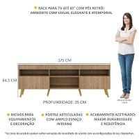Rack Tv 65 Com Pés Retrô e 2 Portas Paris Rustic/natural - 8