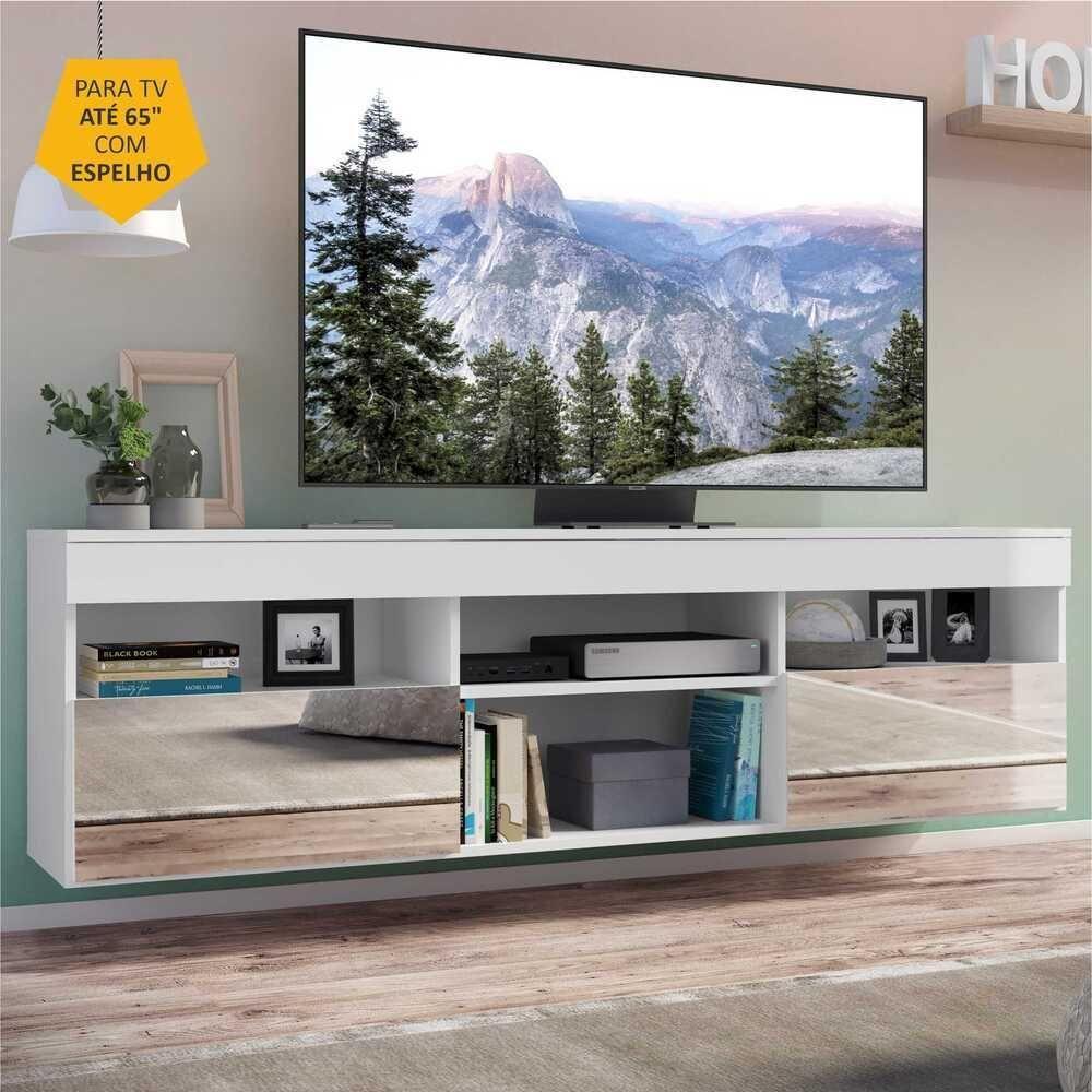 Rack Tv 65 Suspenso Com Espelho e 2 Portas Paris - 5