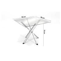 Sala De Jantar Completa Volga C/ Tampo De Vidro 90cm E 4 Cadeiras Florença Cromada - Courano Branco - Kappesberg - 6