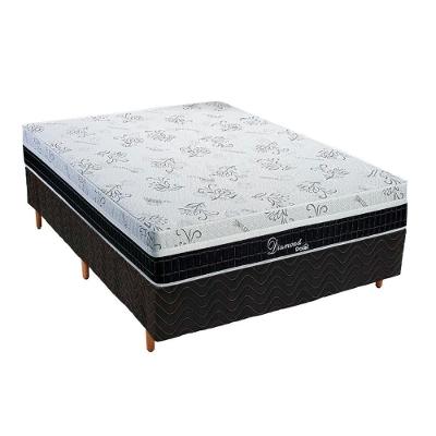 Cama Box Casal: Colchão Molas Masterpocket Ensacadas Polar Diamond + Base Crc Rústico Black (138x188)