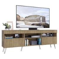 Rack Tv 65 Com Pés Retrô e 2 Portas Paris Rustic/branco - 1