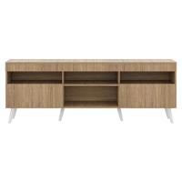 Rack Tv 65 Com Pés Retrô e 2 Portas Paris Rustic/branco - 5