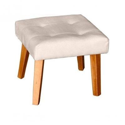 Puff Banqueta Decorativa Glamour Dubai Com Pés Quadrado Bege