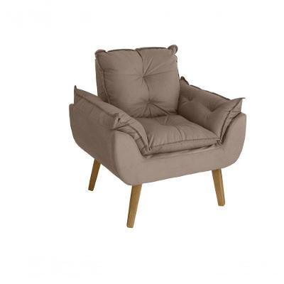Poltrona/cadeira Decorativa Glamour Opala Com Pés Quadrado - Capuccino