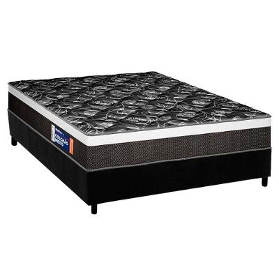 Cama Box Casal: Colchão Ortopédico Plumatex D33 Selectus + Base Crc Suede Black (138x188)