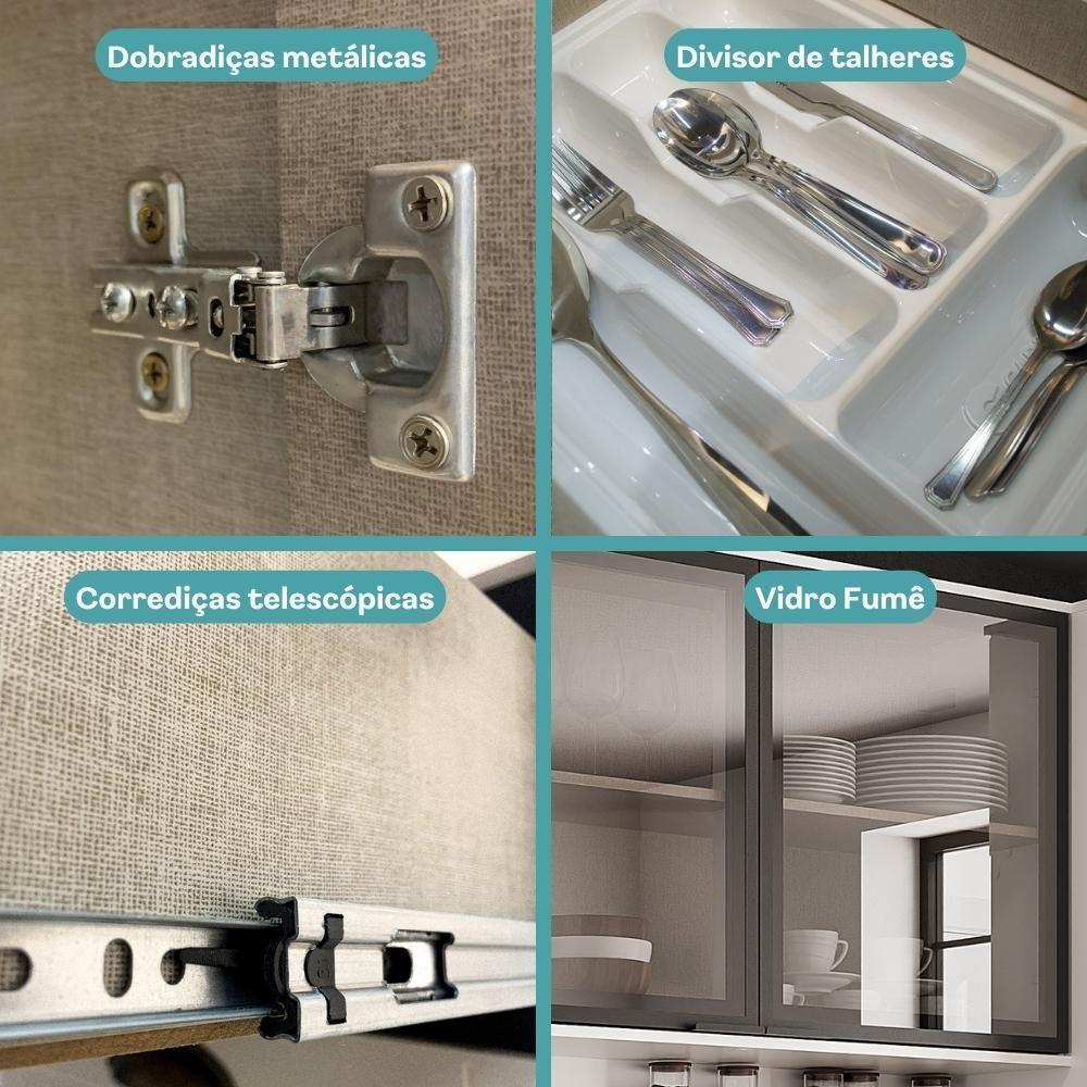 Armário De Cozinha Completa C Balcão Miami Studio Carraro Branco - 9