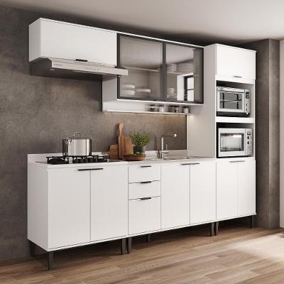 Armário De Cozinha Completa C Balcão Miami Studio Carraro Branco