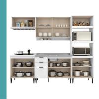 Armário De Cozinha Completa C Balcão Miami Studio Carraro Branco - 6
