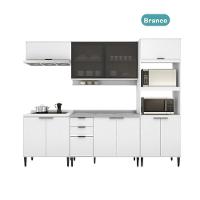 Armário De Cozinha Completa C Balcão Miami Studio Carraro Branco - 7