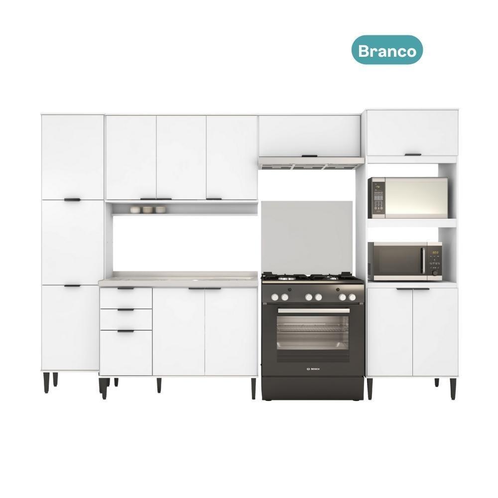 Armário De Cozinha Completa C Balcão Miami Pulse Carraro Branco - 5