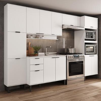 Armário de Cozinha Completa com Balcão Miami Pulse MDP 320 cm Branco