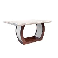 Mesa De Sala Jantar Jade C/ Tampo 180x90cm Madeirado Vidro Canto Curvo - Imbuia/off White - Rufato - 6