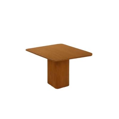 Mesa De Sala Jantar Maldivas C/ Tampo Madeirado C/ Canto Curvo 90x90cm Flex Naturale/off White Ou Naturale - Rufato