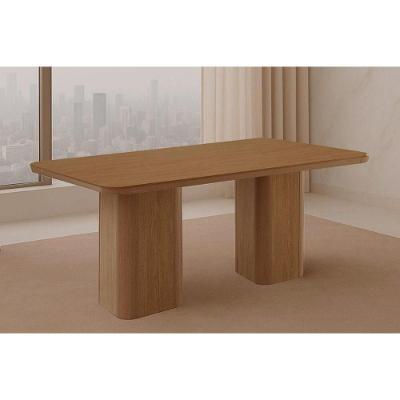 Mesa De Sala Jantar Maldivas C/ Tampo Madeirado C/ Canto Curvo 180x90cm Flex Naturale/off White Ou Naturale - Rufato