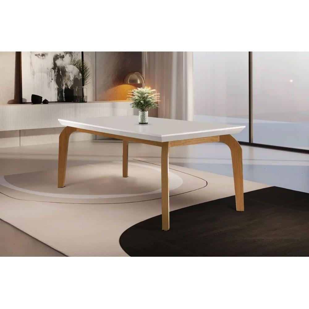 Mesa De Sala Jantar Londrina 180cm Mdf Canto Reto Imbuia/off White - Rufato - 3