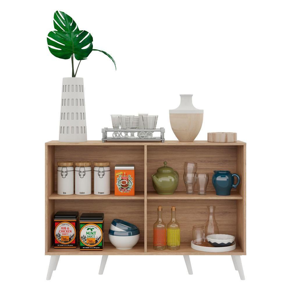 Aparador Buffet 4 Portas Com Pés Retrô Viena Rustic/branco - 4