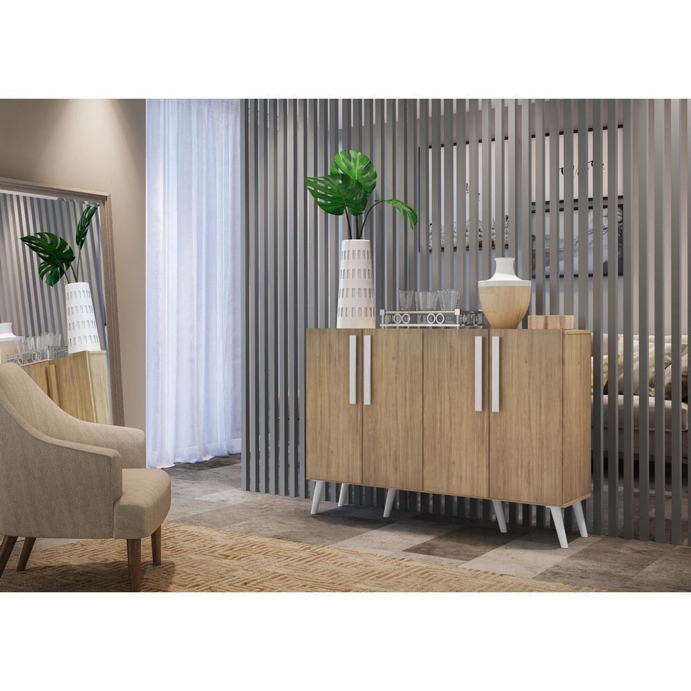 Aparador Buffet 4 Portas Com Pés Retrô Viena Rustic/branco - 7