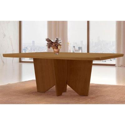 Mesa De Sala Jantar Nevada C/ Tampo Madeirado C/ Canto Curvo 120x80cm Naturale/naturale - Rufato