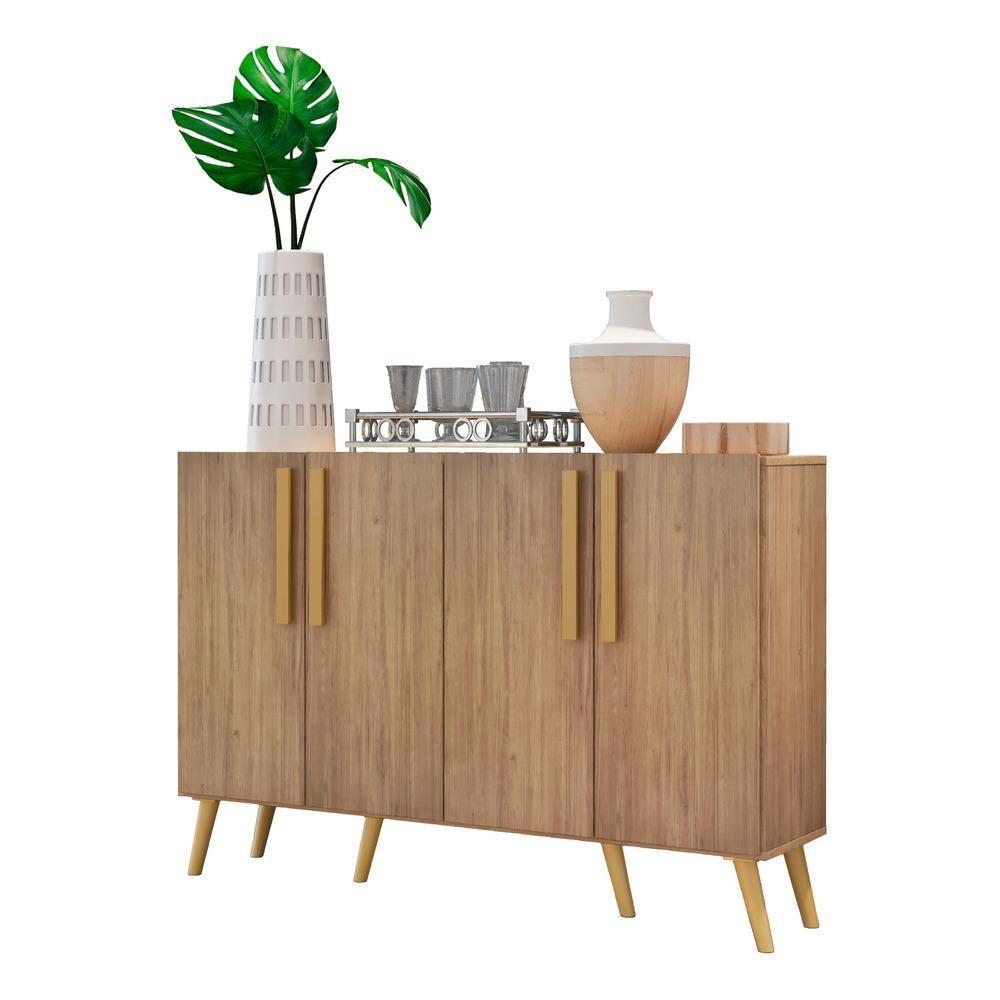 Aparador Buffet 4 Portas Com Pés Retrô Viena Rustic/natural - 1