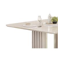 Mesa De Sala Jantar Melissa C/ Tampo Madeirado C/ Vidro Curvo 136x136cm Off White/off White - Dj Móveis - 5