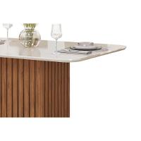 Mesa De Sala Jantar Canes C/ Tampo Madeirado C/ Vidro Curvo 120x90cm Freijo/off White - Dj Móveis