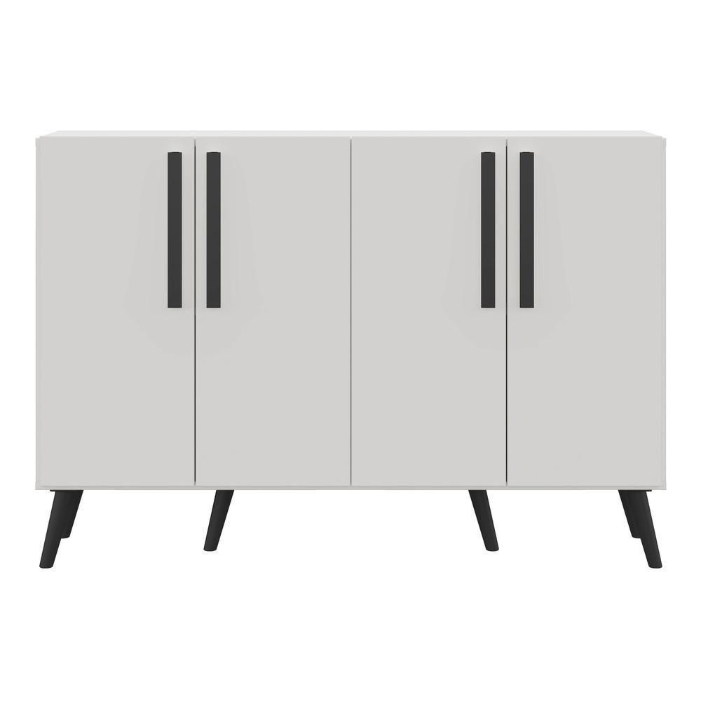 Aparador Buffet 4 Portas Com Pés Retrô Viena Branco/preto - 2