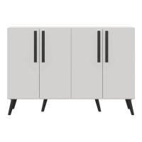 Aparador Buffet 4 Portas Com Pés Retrô Viena Branco/preto - 2