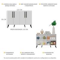 Aparador Buffet 4 Portas Com Pés Retrô Viena Branco/preto