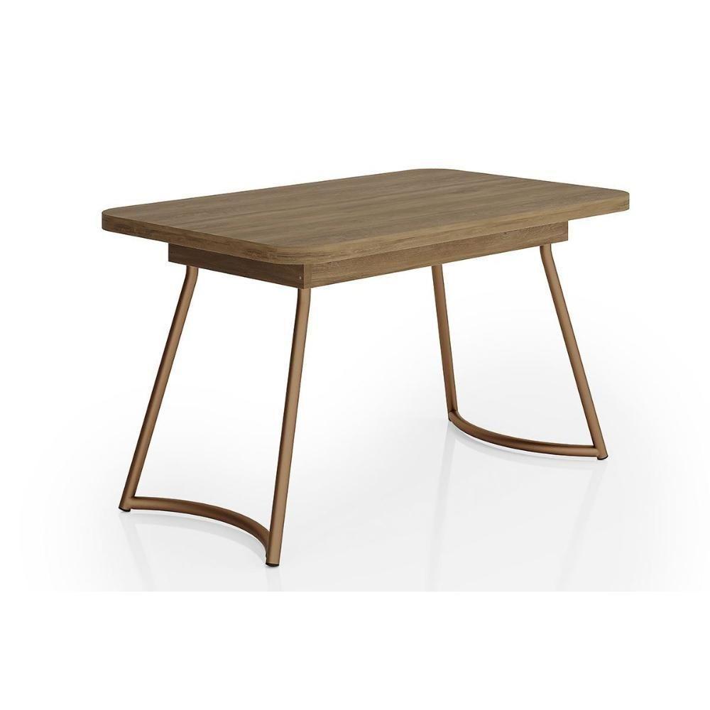 Mesa De Sala Jantar évora Menor 1604 C/ Tampo Madeirado C/ Vidro 130x80cm Rose/freijo/nogal - Carraro - 1