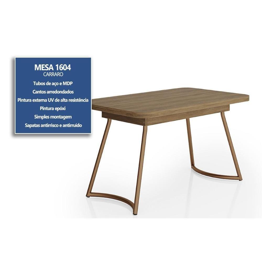 Mesa De Sala Jantar évora Menor 1604 C/ Tampo Madeirado C/ Vidro 130x80cm Rose/freijo/nogal - Carraro - 2