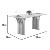 Mesa De Sala Jantar Yara C/ Tampo Madeirado C/ Vidro Curvo 170x90cm Off White/off White - Dj Móveis - 2