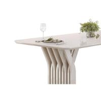 Mesa De Sala Jantar Yara C/ Tampo Madeirado C/ Vidro Curvo 170x90cm Off White/off White - Dj Móveis - 6