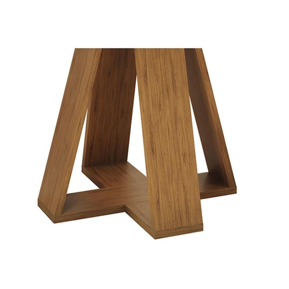 Mesa De Sala Jantar Kiara C/ Tampo Madeirado C/ Vidro Curvo 120x90cm Cedro/off White - Dj Móveis - 6