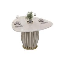 Mesa De Sala Jantar Tokyo C/ Tampo Madeirado C/ Vidro Orgânico 136x136cm Off White/off White - Dj Móveis - 1