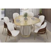 Mesa De Sala Jantar Tokyo C/ Tampo Madeirado C/ Vidro Orgânico 136x136cm Off White/dourado - Dj Móveis - 7