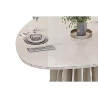 Mesa De Sala Jantar Tokyo C/ Tampo Madeirado C/ Vidro Orgânico 136x136cm Off White/dourado - Dj Móveis - 10
