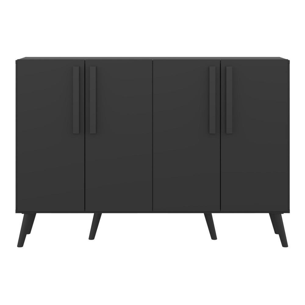 Aparador Buffet 4 Portas Com Pés Retrô Viena Preto - 4