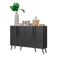 Aparador Buffet 4 Portas Com Pés Retrô Viena Preto - 1